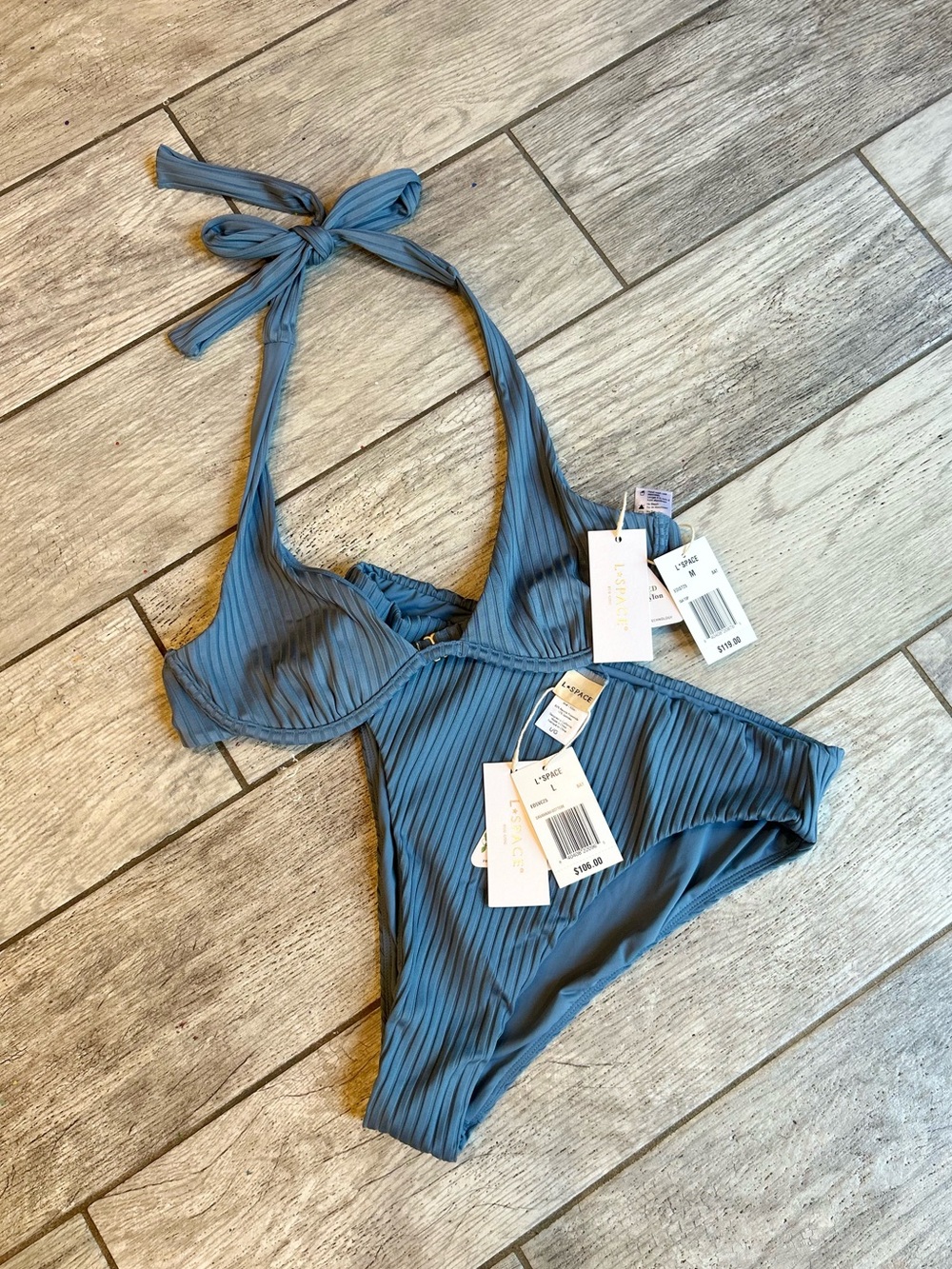 NWT L*Space Two-Piece Swimsuit, Isa Top: Women’s M, Savannah Bottoms, Women’s L